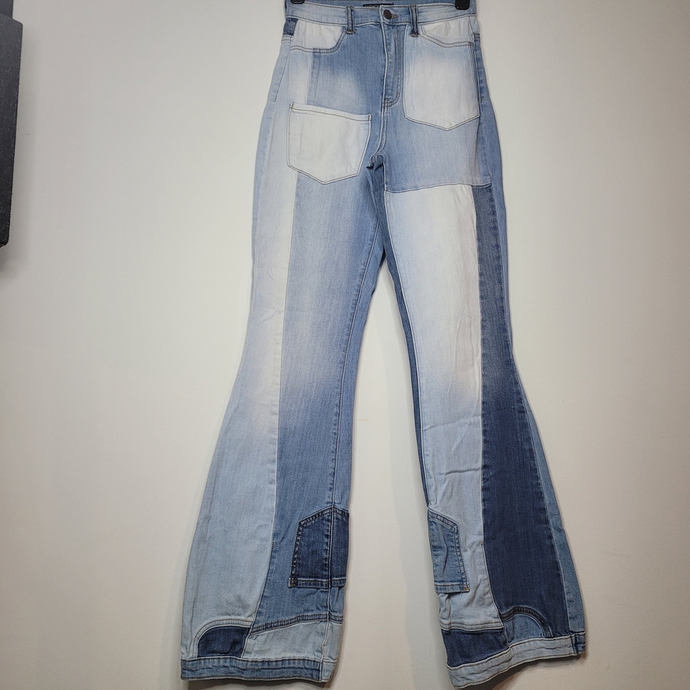 Fashion Nova Two-Tone Flare Patch Bootcut Jeans Size Junior 7